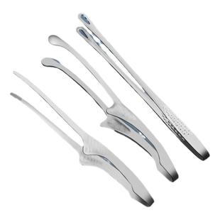 韩式烤肉夹子304不锈钢食品夹加厚防烫家用食物夹厨房剪刀长夹