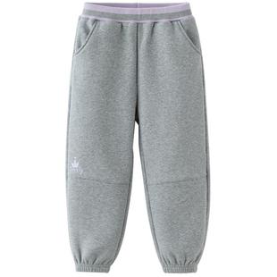 戴维贝拉儿童针织裤子2025冬装女童男童中大童加绒不倒绒束脚长裤