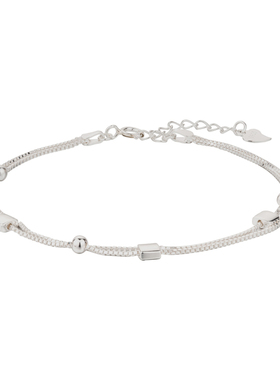 女S925纯银小方块双层手链