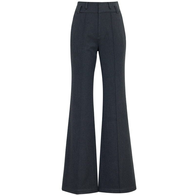 夏莫卡黑灰色喇叭裤女2025新款弹力显瘦超模裤通勤微喇裤加长6857