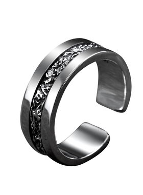 熔岩戒指纯银男女不规则岩石肌理