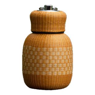 邱师傅竹木竹丝编织保温杯水杯茶杯大肚杯便携旅行水壶不锈钢内胆