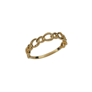 9K黄金 ins极简 欧美博主叠戴 精致链条设计感极简K金戒指指环
