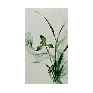 大芬村纯手绘油画绿植客厅沙发装饰画现代轻奢花卉肌理玄关挂画