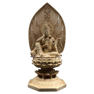 桧木雕自在如意轮观音如意宝轮尊者实木佛像摆件家居佛堂供奉装饰