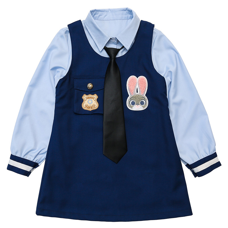 女童裙子疯狂动物城朱迪马甲裙演出服春季女童兔子警官cos服装