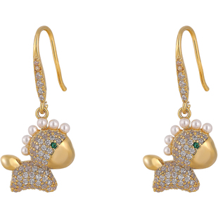 骄阳似我赵今麦同款金色珍珠耳环马2026新款爆款高级感耳钉耳饰女