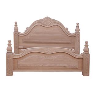 美式白茬橡胶木水曲柳实木床头床尾床头板白胚床白胚实木家具1.8