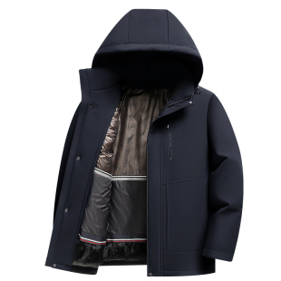 【兔毛皮草内胆派克】可脱卸加厚保暖棉服男士外套中年爸爸装棉衣