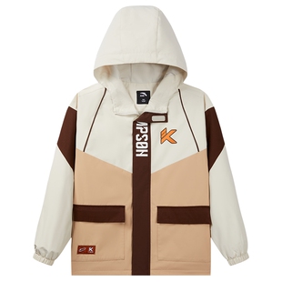 安踏儿童男大童丝光绒保暖运动外套冬季新款连帽防寒加厚上衣男童