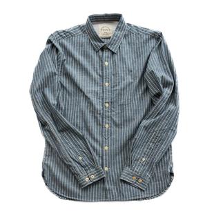 BF小溪春秋新款美式复古休闲衬衫男长袖商务条纹上衣外套修身衬衣