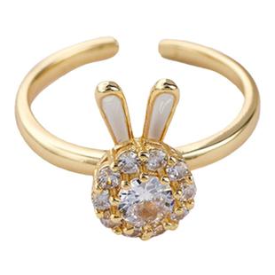 儿童戒指女可旋转兔子开口指环项链耳钉小众设计ins女童女孩饰品