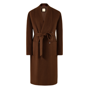 【驼绒羊毛】CULTUM青果领宽松过膝长款双面呢大衣男毛呢外套