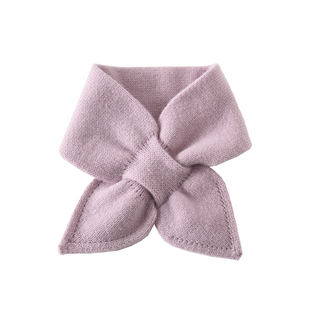 儿童纯羊绒围巾秋冬围脖韩版女童羊毛围巾宝宝纯色蝴蝶围脖冬季潮