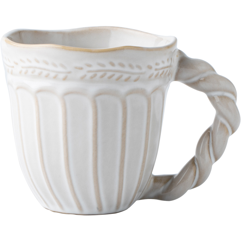 巷子尾〖vintage设计感杯子〗浮雕咖啡杯法式陶瓷马克杯中古水杯