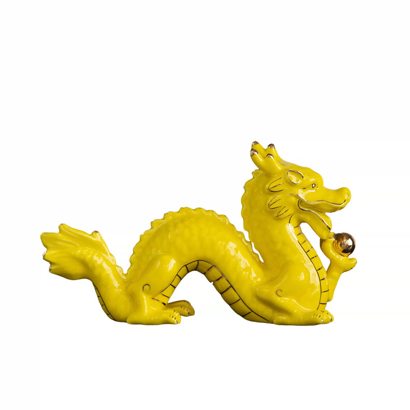 白陶瓷五爪龙摆件吉祥物化解