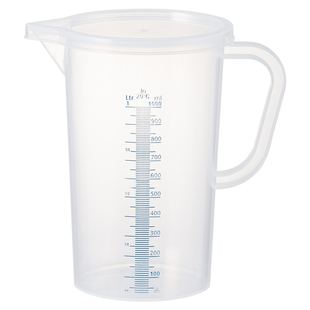 日本霜山带刻度量杯可微波加热塑料量桶厨房烘焙家用大容量计量杯