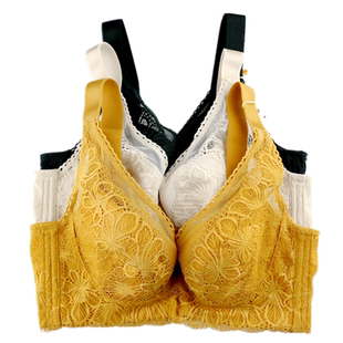 美思内衣薄款聚拢侧收蕾丝性感收副乳大胸显小软钢圈女文胸EC0393