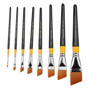 韩国hwahong华虹972尼龙斜峰画笔华宏水粉水彩图案画笔丙烯斜头笔