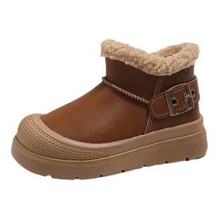 儿童保暖靴子冬季2025新款加绒加厚棉鞋女童雪地大棉短靴男童棉靴