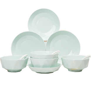 新款高级简约风2-6人碗碟套装乔迁家用现代陶瓷碗盘碗筷餐具组合