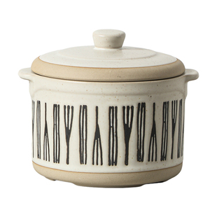 陶瓷炖盅隔水炖家用带托盘勺子2人份瓦罐复古简约食器蒸汤煲汤