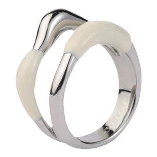 笑笑同款双层奶油白珐琅戒指女小众设计高级感气质百搭食指戒指环