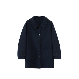 老章和小胖PONGKIKI经典韩系绵羊毛双面呢大衣女大码气质呢外套冬