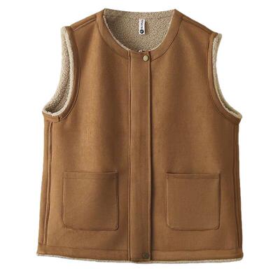 宛宛大码女装胖mm秋冬新款2025年显瘦超软仿皮毛一体麂皮绒棉马甲