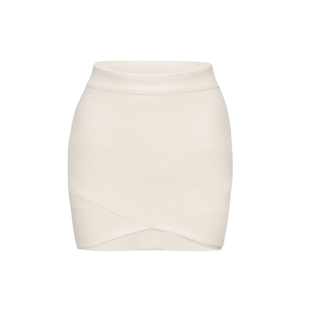 思瑞 百搭弹力小羊皮包臀裙 韩系通勤气质修身品质塑形交叉半身裙