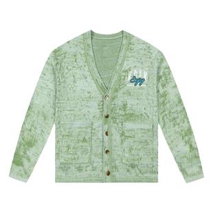 MEDM 薄荷曼波渐变休闲开衫毛衣男女春秋季宽松V领针织衫外套潮牌