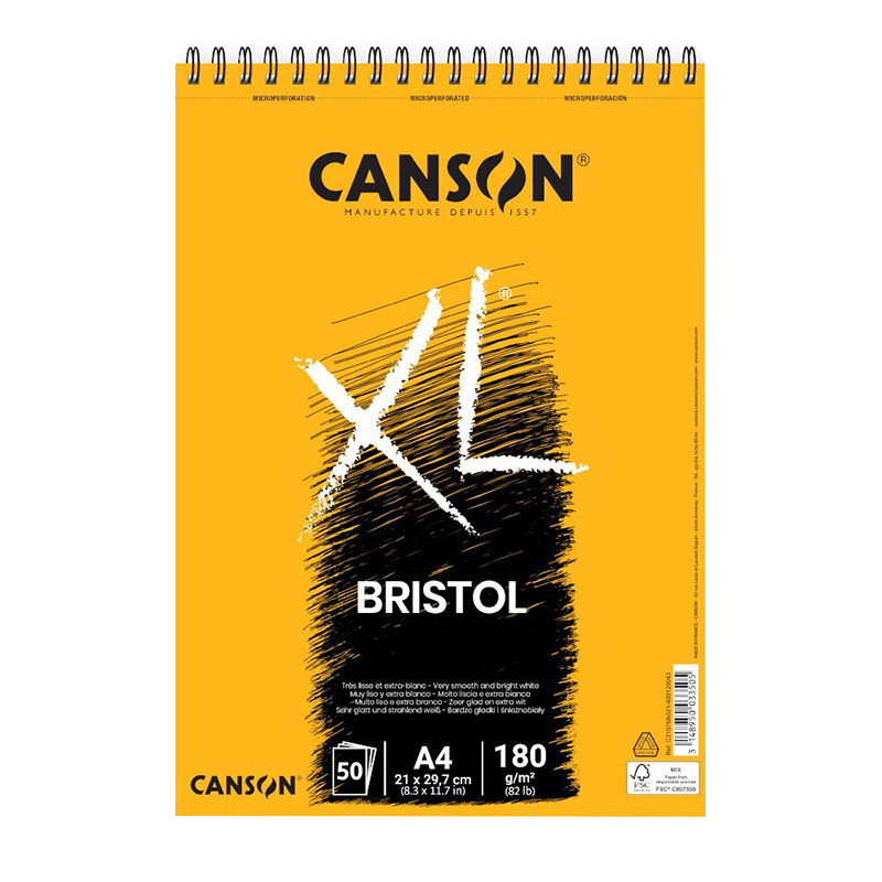 康颂XL Bristol 布里斯托尔绘画本180克50张线圈本A3 A4细纹光滑纸面钢笔针管笔素描薄油性彩铅本画纸美术生