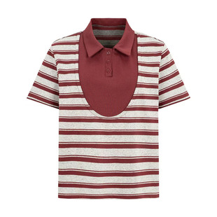 FUNNEL IN  撞色条纹POLO衫内搭打底衫短袖T恤上衣内搭打底衫