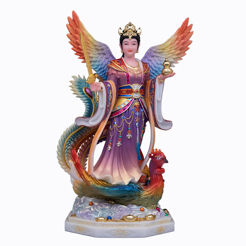 中式九天娘娘石粉翅膀摆件