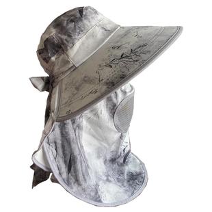 春季新款大檐防晒采茶帽女户外遮脸透气太阳帽时尚护颈遮阳凉帽子