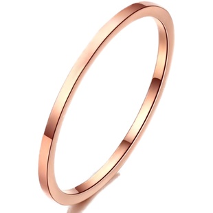 日韩潮人戒指女钛钢镀18k玫瑰金小指食指环简约超细光面关节尾戒