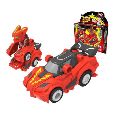 灵动创想跳跃战士男孩疾风战将玩具变形汽车魔幻车神烈火骑士空翻