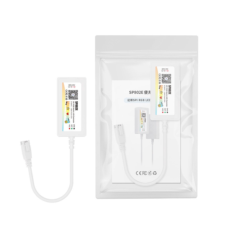 LED像素屏幻彩控制器SP802E支持文字音乐律动动画GIF模块全彩效果