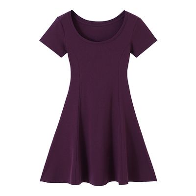 纯欲穿搭U领性感赫本风A字连衣裙