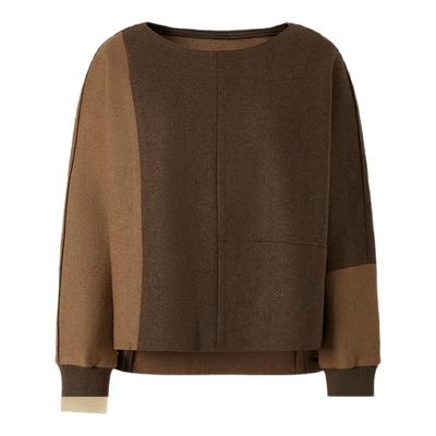 IMM尹默冬美丽诺羊毛针织双面呢撞色毛针织衫上衣女