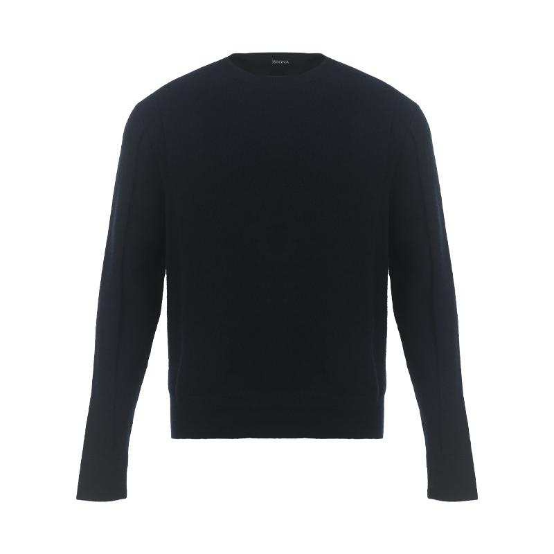 【自营】ZEGNA/杰尼亚男士羊毛羊绒混纺纯色宽松休闲圆领针织衫