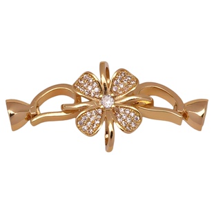 14k包金保色锆石蝴蝶珍珠扣花形扣毛衣链连接收尾扣头diy饰品配件