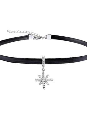 高档微镶锆石八角星芒锁骨链颈带