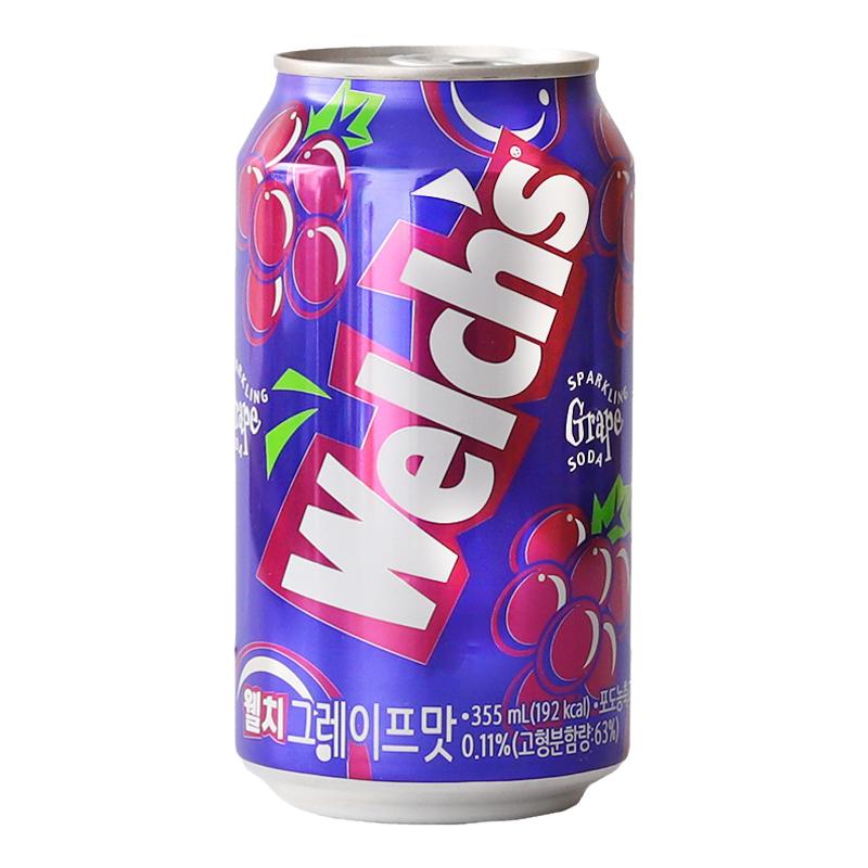 韩国进口Welch's农心淳果篮草莓葡萄果味即饮网红碳酸汽水355ml