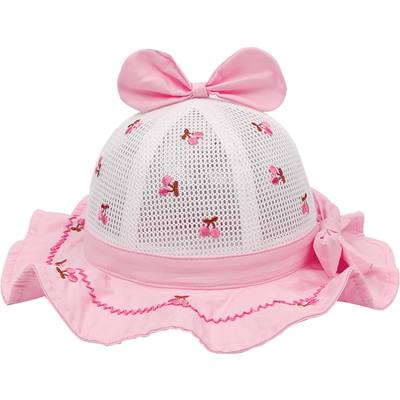 女宝宝防晒花边网眼沙滩遮阳帽子