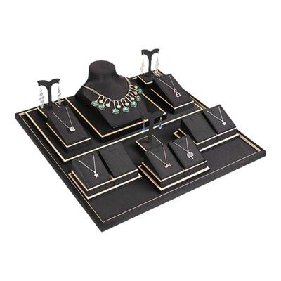 旭跃珠宝展示道具黑泰丝首饰陈列架玉器手镯项链吊坠摆设套装托盘