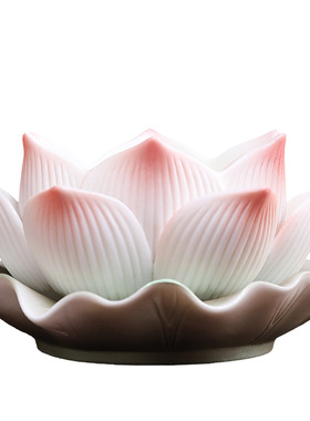 陶瓷莲花烛台灯座珍珠彩高档精工