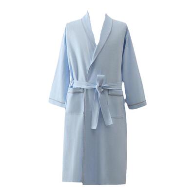 春夏季华夫格透气全棉长款浴衣