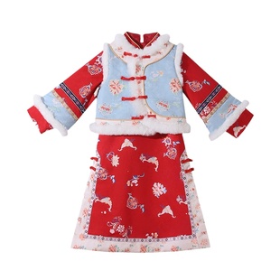 格格服女童古装清朝秋冬加厚儿童冬季汉服中国风唐装满族民族服装