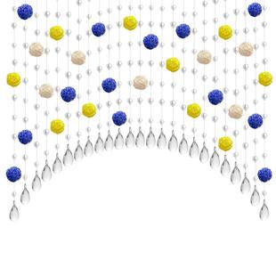 北欧藤球水晶珠帘过道装饰帘客厅玄关隔断帘卧室门帘免打孔挂帘子